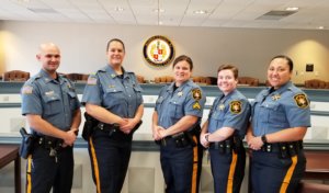 Morris County Sheriff's Office Accreditation Team, from left: Officer Travis Somerville, Detective Captain Denise Thornton, Corporal Laura Bertelli, Investigator Ashley Craig, Officer Kayla Santos.