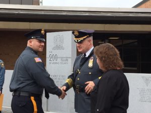 Morris County Sheriff James M. Gannon and a new officer