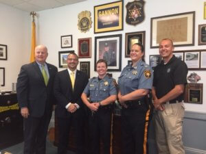 From left, Morris County Sheriff James M. Gannon, Dave D'Amico, Chief Investigator of the Middlesex County Department of Corrections and a board member of Garden State Equality; Sheriff's Investigator Ashley Craig; Sheriff's Detective Lieutenant Denise Thornton; and New Jersey State Police Lieutenant John Hayes, a member of the LGBTQ Law Enforcement Liaison Program.