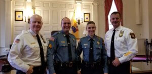 From left, Morris County Sheriff James M. Gannon, Detective Sergeant Michael Abate, Detective Sergeant Christina Kovacs, Morris County Undersheriff Mark Spitzer. 