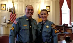 Newly-promoted Morris County Sheriff's Office Detective Sergeants Michael Abate and Christina Kovacs. 