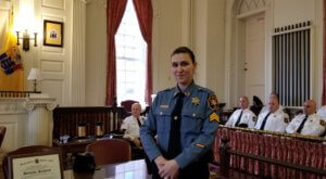 Newly-promoted Morris County Sheriff's Office Detective Sergeant Christina Kovacs at her swearing-in on December 16.