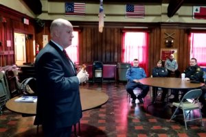 Morris County Sheriff James M. Gannon addresses a session of crowd control training for his Officers on November 26, 2019. 