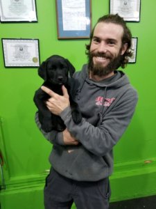 Walter Quense, founder and trainer of onPOINT-K9 in Bernards Township, is donating this 8-week-old Labrador Retriever to the Morris County Sheriff's Office K9 Section. 