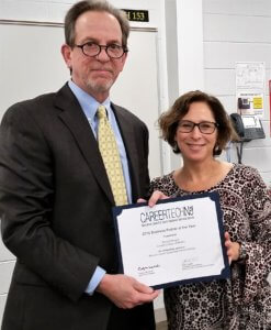 Patrick Enright with Shari Castelli of the Vocational School District.