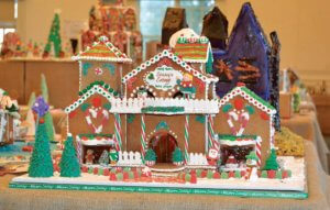 Gingerbread house display.