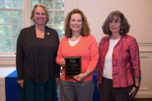 Photo of (l/r) Laura Szwak, MCMUA Board Chairwoman, Mary Ellen Potucek, Chester Area Senior Housing and Kathleen Hourihan, MC District Recycling Coordinator