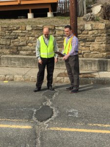 Senior County Engineer Richard Johnson and Freeholder John Cesaro inspecting Prospect Street in Dover