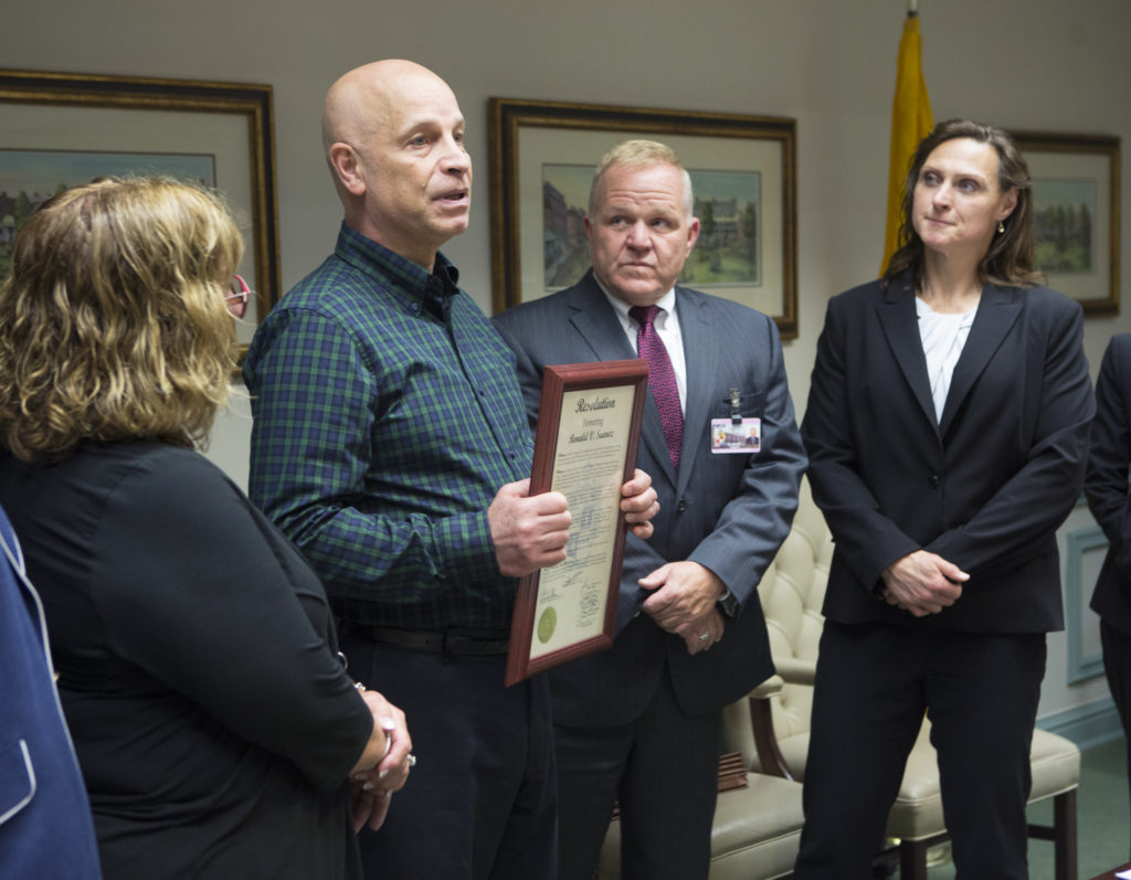 Dr. Suarez addresses audience at Freeholder Board meeting