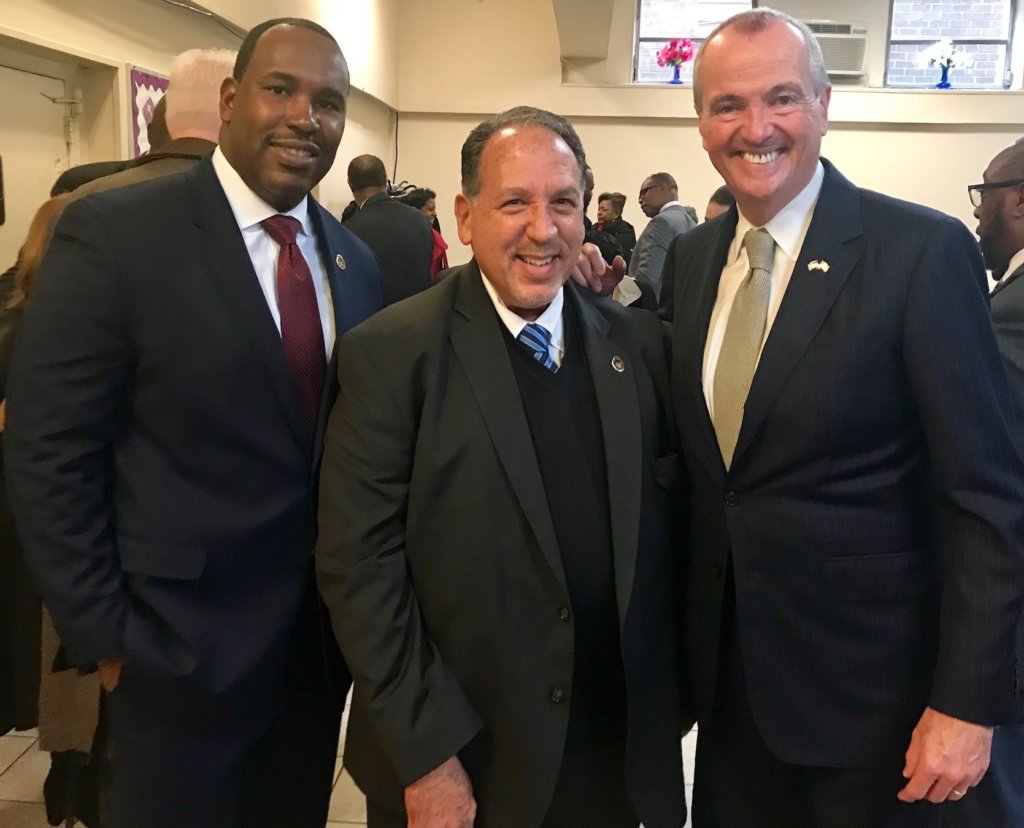 photo: (l/r) Detective Patrick LaGuerre, Prosecutor Fredric M. Knapp, and Governor Phil Murphy