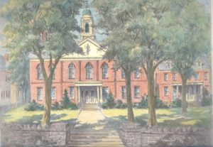 Color sketch of Morris County Courthouse by Lucille Hobbie.