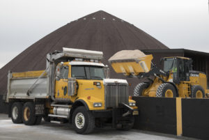 Morris County road crews load salt into trucks in preparation for the weekend's bad weather.