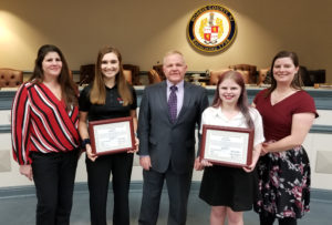 (l/r) Jennifer Burke of Bayer, Kristin Osika, Freeholder Director Doug Cabana, Johanna Pipoli.,and Kelly Dziak of 4-H