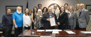 Morris Arts' Tom Werder holds county resolution as the freeholders and county arts leaders join him