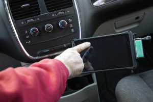 A new tablet installed in a county MAPS vehicle