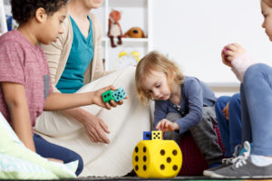 Child playing in a child-care center environment