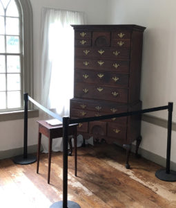 High Chest likely owned by John Hancock, was a gift from Beit Yisrael. It is on display at the Ford Mansion