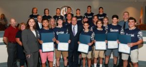 Randolph State Champions and coaches with the Board of Freeholders and Sheriff's Lt. Mark Chiarolanza