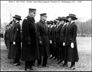 Rear Admiral Victor Blue inspects Yeomen in 1918.